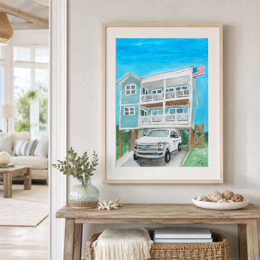 Beach House in Blue - Fine Art Print