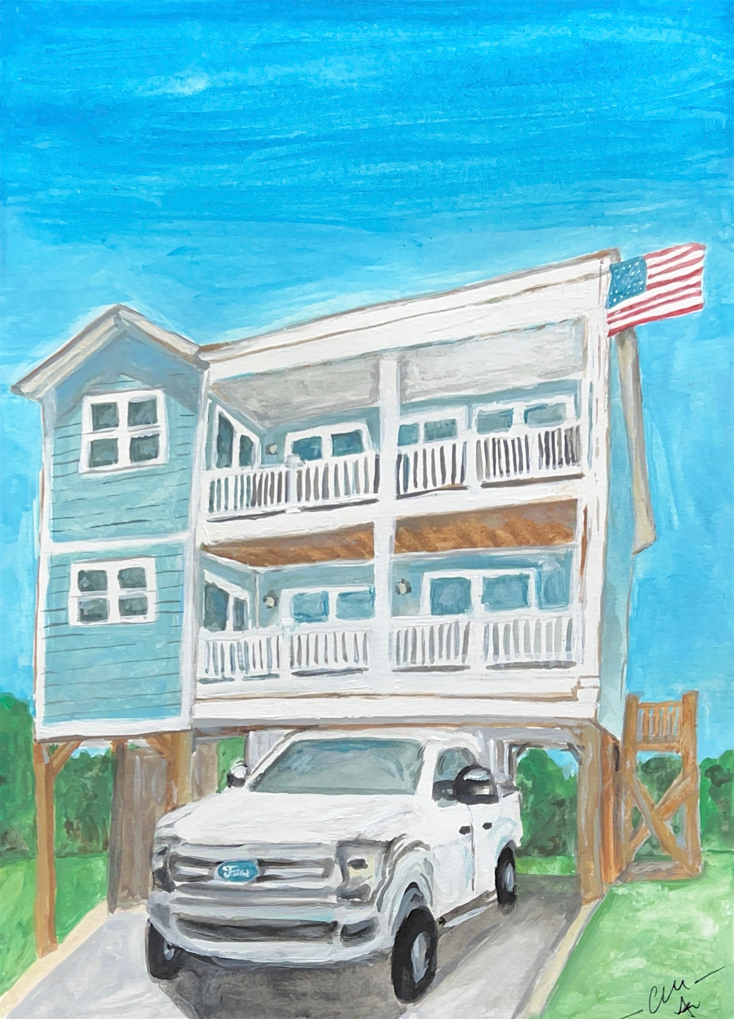 Beach House in Blue - Fine Art Print