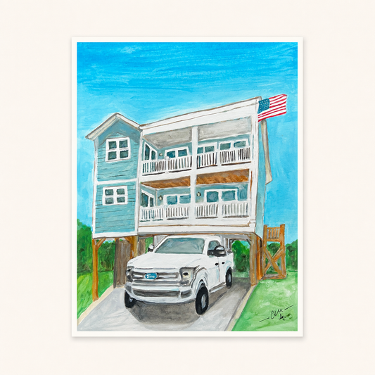 Beach House in Blue - Fine Art Print