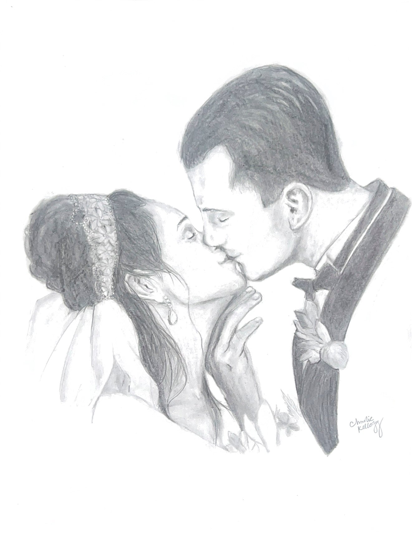Laura & Bobby: Wedding Portrait - Graphite Sketch Print