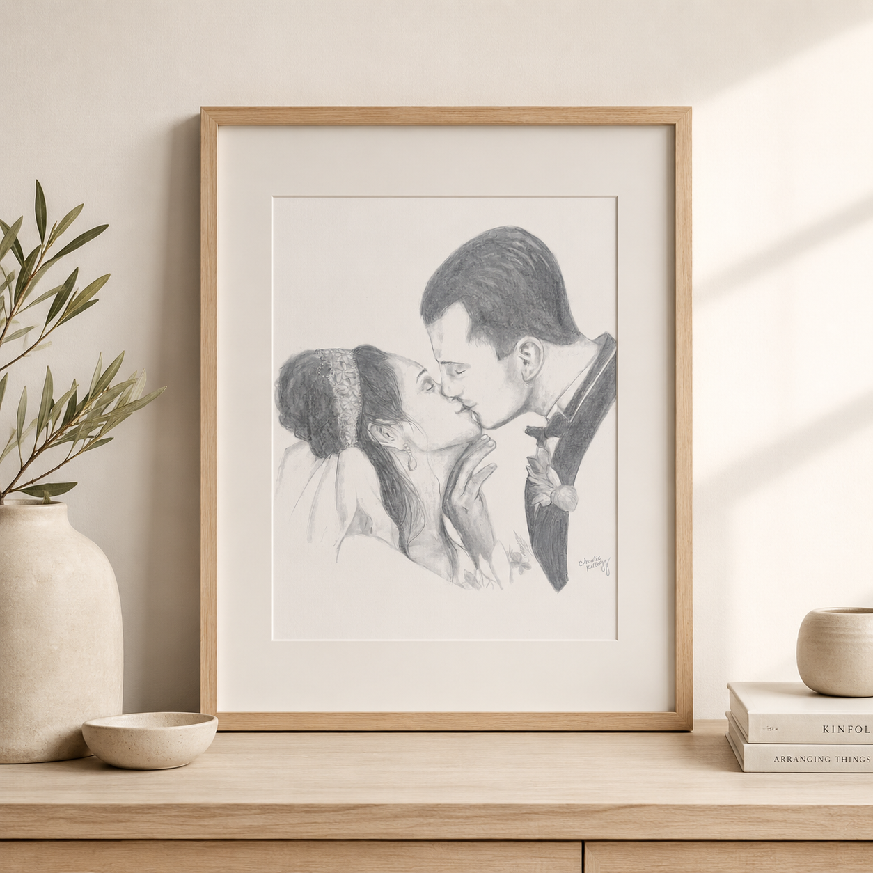 Laura & Bobby: Wedding Portrait - Graphite Sketch Print