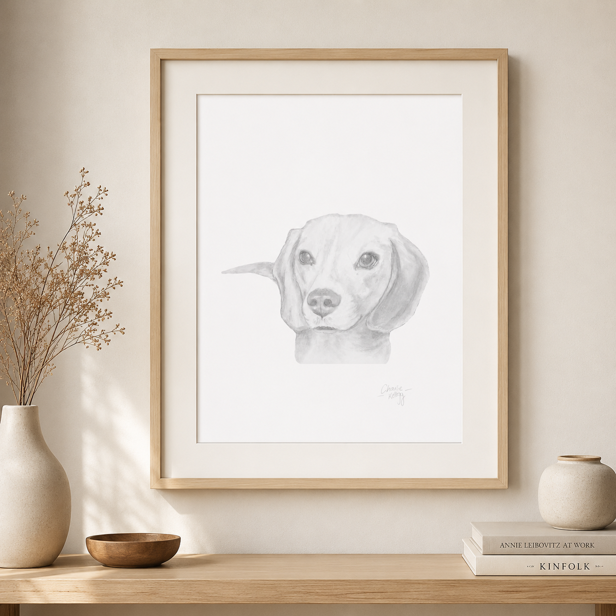 Penelope: Beagle Portrait - Graphite Sketch Print